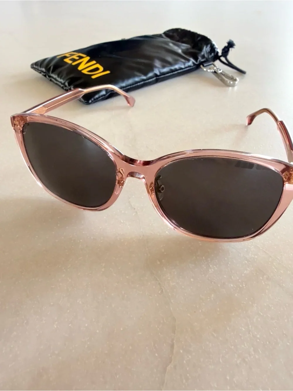 Fendi Fine Geometric Sunglasses Pink Smoke Italy 53mm Authentic